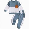 thumbnail image 1 of TOWED22 Toddler Baby Boy Fall Clothes 2PCS Color Block Sweatshirt Pants Sets Infant Winter Outfits, 1 of 6