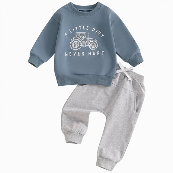 TOWED22 Toddler Baby Boy Fall Clothes Contrast Color Sweatshirt Pants Sets Infant Winter Outfits Size:6-12 M,Color:Blue