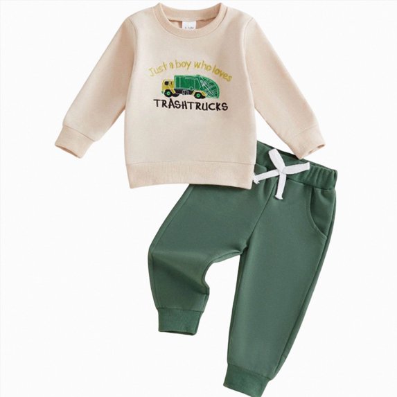 TOWED22 Toddler Baby Boy Fall Clothes Long Sleeve Print Sweatshirt Pants Set Cute Infant Winter Outfits
