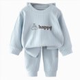 thumbnail image 1 of TOWED22 Toddler Baby Boy Fall Clothes Waffle Contrast Color Sweatshirt Pants Sets Infant Winter Outfits 6 12 18 24 Months 3T 4T 5T 6T Size:8-9 Y,Color:Light Blue, 1 of 5
