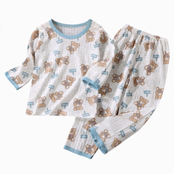TOWED22 Toddler Baby Boy Fall Clothes Waffle Outfit Long Sleeve Stripe Sweatshirt Pullover Jogger Pant Set Size:18-24 M,Color:Sky Blue