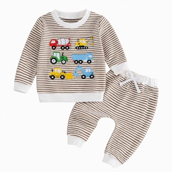 TOWED22 Toddler Baby Boy Fall Outfit Letter Print Long Sleeve Sweatshirt and Elastic Pants Set 2Pcs Winter Clothes Size:3-4 Y,Color:Khaki
