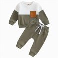 thumbnail image 1 of TOWED22 Toddler Baby Boy Fall Winter Clothes Color Block Long Sleeve Sweatshirt Pullover Tops + Joggers Pants Outfit Set, 1 of 7