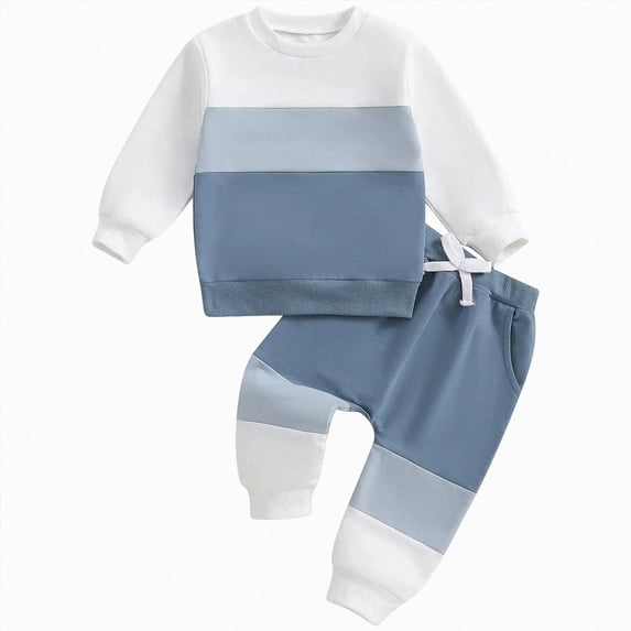 TOWED22 Toddler Baby Boy Fall Winter Clothes Contrast Color Long Sleeve Pockets Sweatshirt Pants Set Cute 2Pcs Outfit Set(Blazer,0-6 M)
