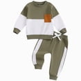 thumbnail image 1 of TOWED22 Toddler Baby Boy Fall Winter Clothes Contrast Color Long Sleeve Pockets Sweatshirt Pants Set Cute 2Pcs Outfit Set(Blazer,0-6 M), 1 of 6