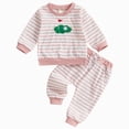 thumbnail image 1 of TOWED22 Toddler Baby Boy Fall Winter Clothes Contrast Color Long Sleeve Pockets Sweatshirt Pants Set Cute 2Pcs Outfit Set Size:0-6 M,Color:Pink, 1 of 9