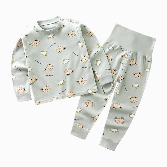 TOWED22 Toddler Baby Boy Fall Winter Clothes Letter Print Long Sleeve Crew Neck Sweatshirt Pants Sets Size:1-2 Y,Color:Light Green