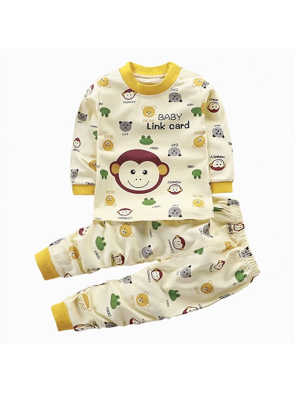 Toddler Baby Boy Fall Winter Clothes Set 2-Piece Print Sweatshirt and Joggers Pants Outfits 3 6 12 Months 1T 2T 3T 4T 5T 6T 7T Casual Clothing(Light Yellow,3-4 Y)