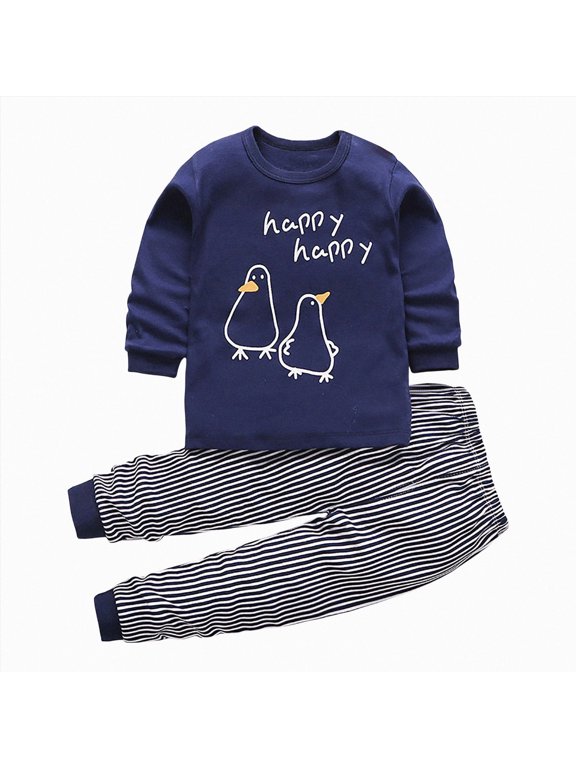 Toddler Baby Boy Fall Winter Clothes Set 2-Piece Color Block Sweatshirt and Joggers Pants Outfits Casual Clothing(Navy,6-7 Y)