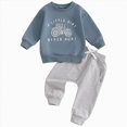thumbnail image 1 of TOWED22 Toddler Baby Boy Fall Winter Outfits Print Long Sleeves Sweatshirt Elastic Pants 2pcs Set Casual Clothes Clothing(Blue,2-3 Y), 1 of 6
