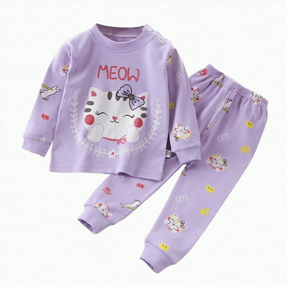 TOWED22 Toddler Baby Boy Fall Winter Sweatshirt Outfit Clothes Long Sleeve Pullover Tops Joggers Pants Set(Purple,6-12 M)
