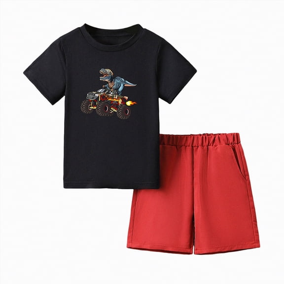 TOWED22 Toddler Baby Boy Farm Clothes Chicken Short Sleeve T-Shirt Gingham Shorts Set 2Pcs Western Country Summer Outfits(F,3-4 Y)