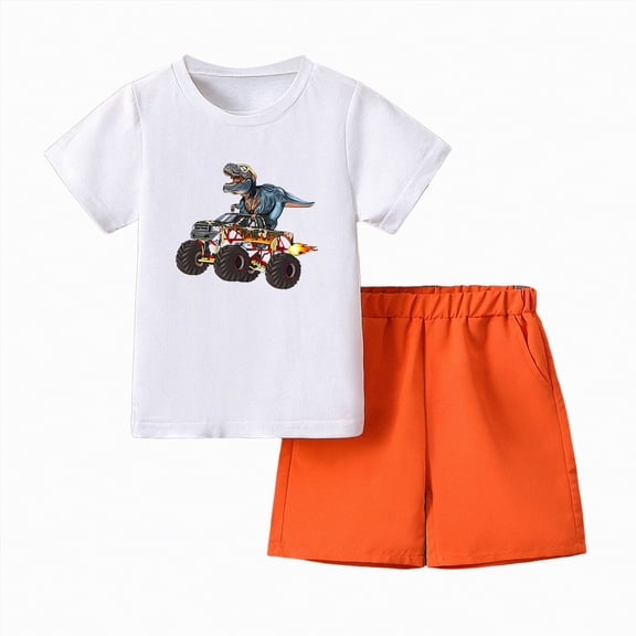 TOWED22 Toddler Baby Boy Farm Clothes Chicken Short Sleeve T-Shirt Gingham Shorts Set 2Pcs Western Country Summer Outfits(O,4-5 Y)