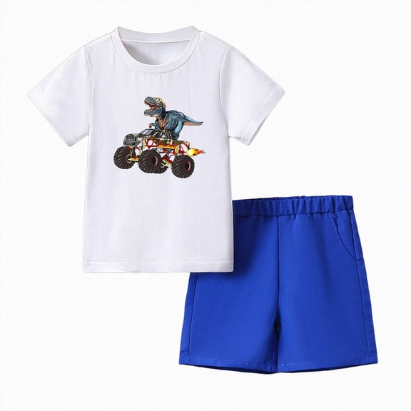 TOWED22 Toddler Baby Boy Farm Clothes Chicken Short Sleeve T-Shirt Gingham Shorts Set 2Pcs Western Country Summer Outfits(P,4-5 Y)