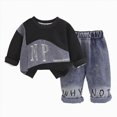 thumbnail image 1 of TOWED22 Toddler Baby Boy Girl Clothes with Pockets 2PC Long Sleeve Pullover Sweatshirt and Pants Infant Fall Winter Outfit Size:4-5 Y,Color:Blue, 1 of 9