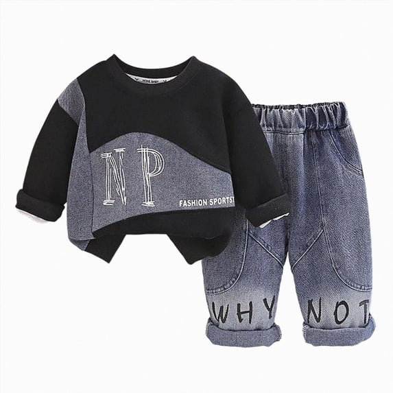 TOWED22 Toddler Baby Boy Girl Clothes with Pockets 2PC Long Sleeve Pullover Sweatshirt and Pants Infant Fall Winter Outfit Size:4-5 Y,Color:Blue