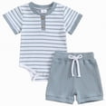 thumbnail image 1 of TOWED22 Toddler Baby Boy Girl Crawfish Outfits Short Sleeve Crawfish Boil Shirt Stripe Shorts 2Pcs Smocked Summer Clothes Blue,9-12 M, 1 of 8