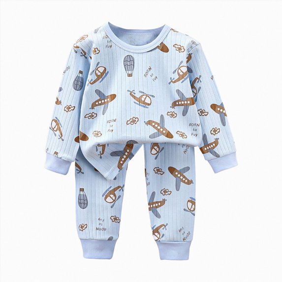 TOWED22 Toddler Baby Boy Girl Fall Winter Clothes 2-Piece Graphic Print Long Sleeve Sweatshirt Tee Tops Pants Infant Outfits Clothing Set(Blue,2-3 Y)