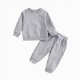 thumbnail image 1 of TOWED22 Toddler Baby Boy Girl Fall Winter Outfit Checkered Patchwork Long Sleeve Sweatshirt Pullover Tops Jogger Pants 2Pcs Clothes Set Size:2-3 Y,Color:Light Gray, 1 of 5