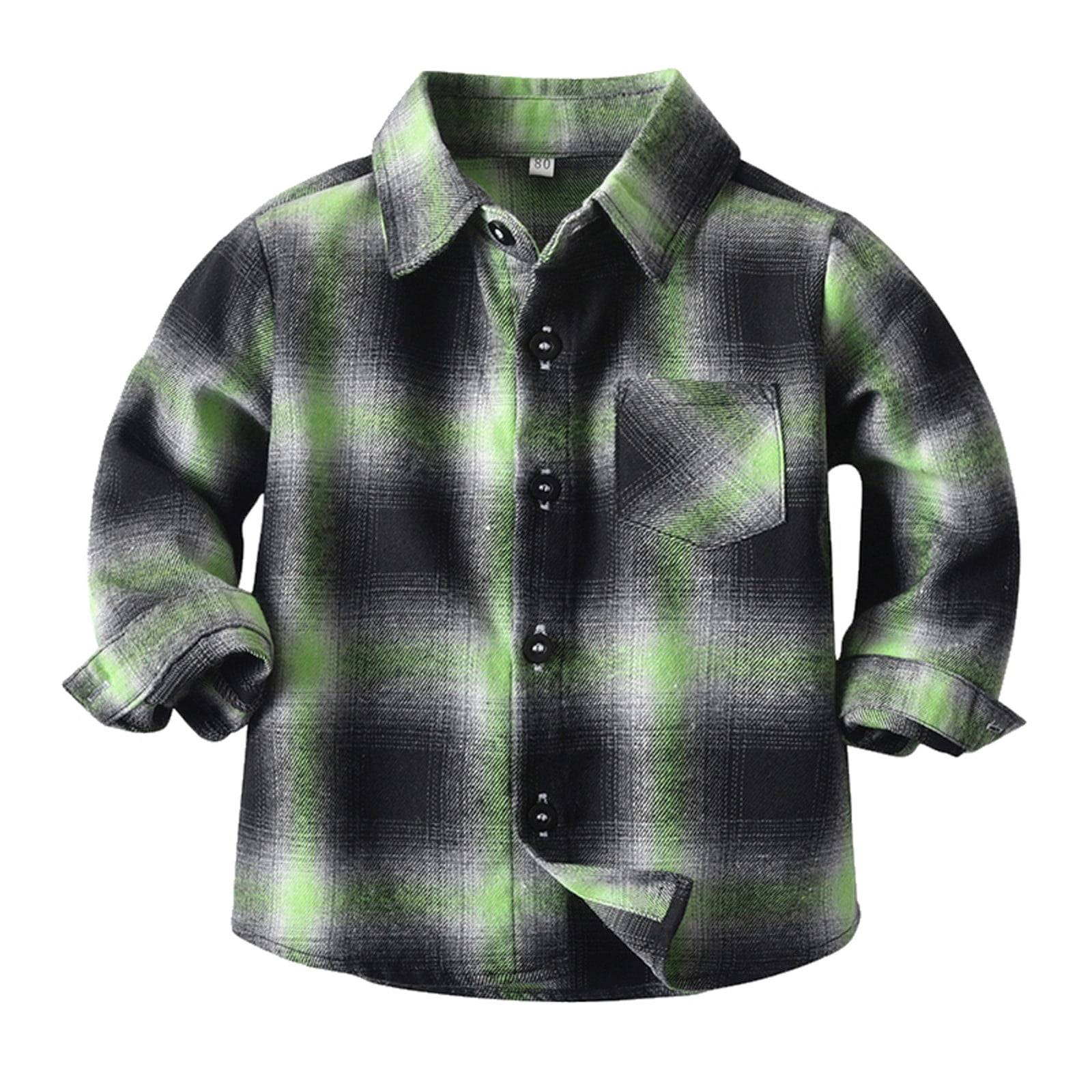 Baby Khaki Plaid Lapels Button Coat