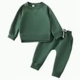 thumbnail image 1 of TOWED22 Toddler Baby Boy Girl Sweatshirt Tops Pants Set Long Sleeve Sweatsuit Fall Winter Outfits(Dark Green,6-12 M), 1 of 5