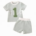 thumbnail image 1 of TOWED22 Toddler Baby Boy Golf Outfits 2Pcs Summer Clothes Sets Embroidery Golf Car Short Sleeve Shirt and Striped Shorts Set(Green,12-18 M), 1 of 6