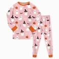 thumbnail image 1 of TOWED22 Toddler Baby Boy Halloween Outfit Pumpkin Embroidery Crewneck Sweatshirt and Pants Halloween Baby Clothes,Light Pink,8-9 Y, 1 of 8