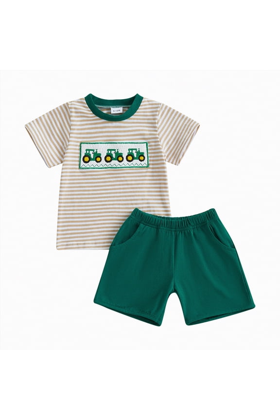 Toddler Baby Boy Hunting Clothes Mallard Duck Pocket Short Sleeve Shirt Duck Print Shorts Set 2pcs Summer Outfit(Green,2-3 Y)