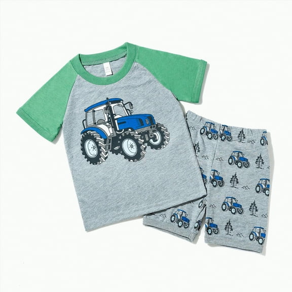 TOWED22 Toddler Baby Boy Hunting Clothes Mallard Duck Pocket Short Sleeve Shirt Duck Print Shorts Set 2pcs Summer Outfit(Light Green,5-6 Y)