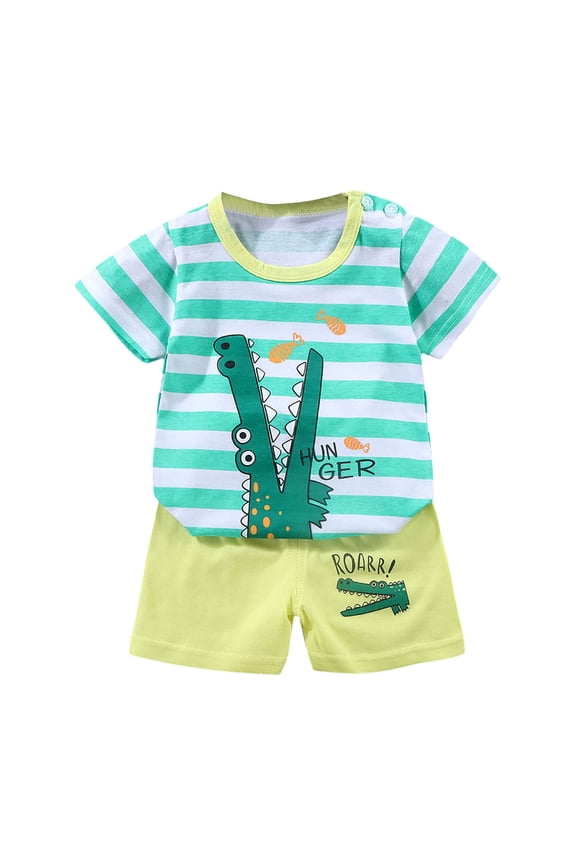 Toddler Baby Boy Hunting Outfit Mallard Duck Crewneck Shirt Duck Print Elastic Waist Shorts Set 2Pcs Summer Clothes(Light Green,3-6 M)