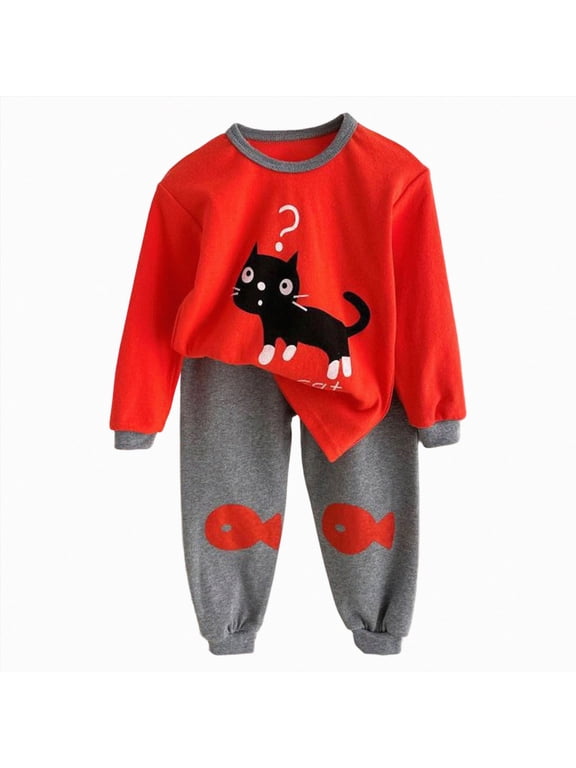 Toddler Baby Boy Outfit Fall Winter Boy Clothes Long Sleeve Cute Cartoon Sweatshirts Pants Outfits 3 Months-6T Size:2-3 Y,Color:Red