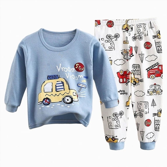 TOWED22 Toddler Baby Boy Outfit Fall Winter Boy Clothes Long Sleeve Cute Cartoon Sweatshirts Pants Outfits 3 Months-6T Size:7-8 Y,Color:Light Blue