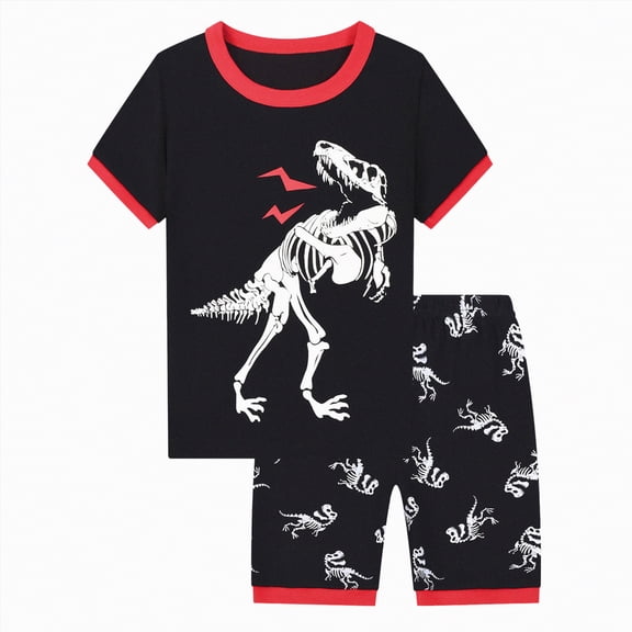 TOWED22 Toddler Baby Boy Outfit Short Sleeve Crew Neck Shirt and Plaid Elastic Waist Shorts Set Infant Summer Clothes(Black,130)