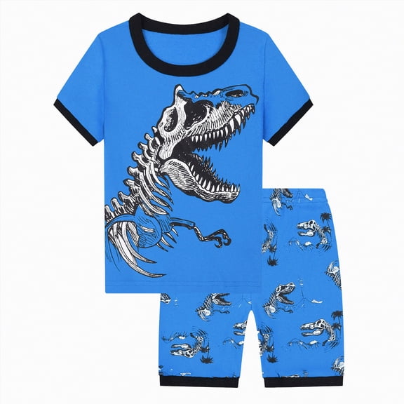 TOWED22 Toddler Baby Boy Outfit Short Sleeve Crew Neck Shirt and Plaid Elastic Waist Shorts Set Infant Summer Clothes(Sky Blue,90)