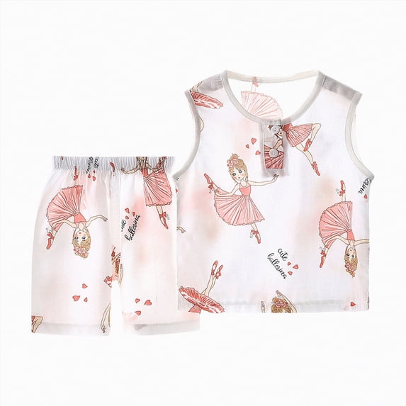 TOWED22 Toddler Baby Boy Outfits 2pcs Breathable Sleeveless Tank Tee + Colorful Graphic Pull-on Shorts Clothing Set(Light Pink,18-24 M)