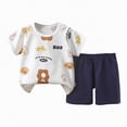 thumbnail image 1 of TOWED22 Toddler Baby Boy Outfits Dinosaur Pattern Round Neck Short Sleeve Shirt Tee Casual Shorts 2pcs Summer Clothes(White,3-4 Y), 1 of 4