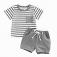 thumbnail image 1 of TOWED22 Toddler Baby Boy Outfits Summer Cute Cartoon Letter Short Sleeve Tee Top + Short Pants 2Pcs Clothes Set(Grey,12-18 Months), 1 of 4