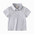 thumbnail image 1 of TOWED22 Toddler Baby Boy Polo Shirt Kids Short Striped Sleeve School Uniform Shirts(Grey,18-24 M), 1 of 4