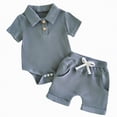 thumbnail image 1 of TOWED22 Toddler Baby Boy Summer Baseball Outfit Letters Print T-shirt Tops and Baseball Shorts 2Pcs Casual Clothes Set Blue,12-18 M, 1 of 5