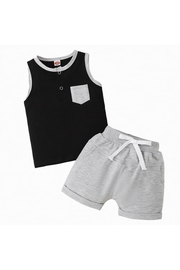 Toddler Baby Boy Summer Clothes Cute Dinosaur Tank Tops+Shorts Outfits Lightweight Elastic Cotton Short Sets(Grey,3-4 Y)