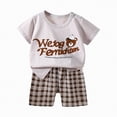 thumbnail image 1 of TOWED22 Toddler Baby Boy Summer Clothes Dinosaur Truck Short Sleeve Shirt Tee Elastic Shorts 2pcs Outfits(Grey,3-6 M), 1 of 4