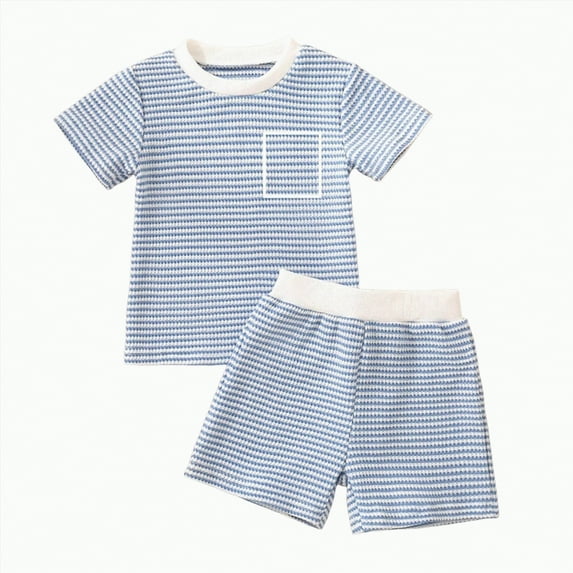 TOWED22 Toddler Baby Boy Summer Clothes Letter Print Short Sleeve Shirt Tops and Shorts Set Summer Outfit 2Pcs(Blue,2-3 Y)