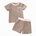 thumbnail image 1 of TOWED22 Toddler Baby Boy Summer Clothes Letter Print Short Sleeve Shirt Tops and Shorts Set Summer Outfit 2Pcs(Khaki,6-12 M), 1 of 4