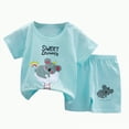 thumbnail image 1 of TOWED22 Toddler Baby Boy Summer Clothes Set Letter Print Crew Neck Short Sleeve T-Shirts Elastic Waist Shorts 2Pcs Outfits(Sky Blue,2-3 Y), 1 of 4