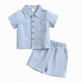 thumbnail image 1 of TOWED22 Toddler Baby Boy Summer Clothes Shark Tooth Print Short Sleeve T-Shirt Casual Shorts Blue,2-3 Y, 1 of 6