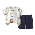 thumbnail image 1 of TOWED22 Toddler Baby Boy Summer Clothes Short Sleeve Buttons T-Shirt Tops Drawstring Shorts Sets 2Pcs Cotton Linen Outfits(White,6-12 M), 1 of 3