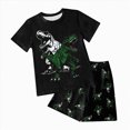 thumbnail image 1 of TOWED22 Toddler Baby Boy Summer Clothes Short Sleeve Goose Embroidered T-shirt Plaid Shorts 2pcs Summer Clothes(Dark Green,3-4 Y), 1 of 4