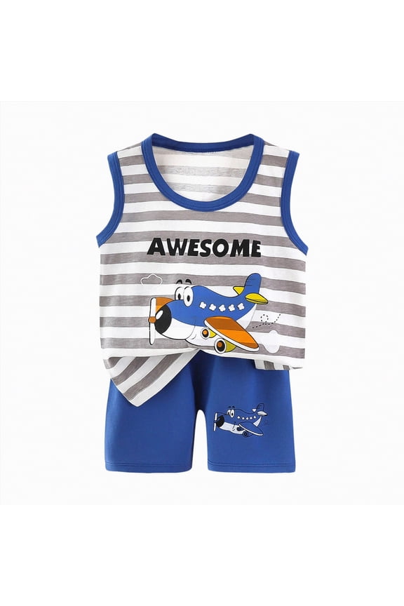 Toddler Baby Boy Summer Clothes Sleeveless Camo Tank Top Jogger Shorts 2Pcs Outfit Blue,12-18 M