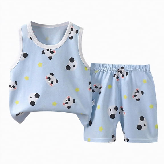 TOWED22 Toddler Baby Boy Summer Clothes Sleeveless Letter Print Tops Striped Short Sets 2pcs Baby Boy Outfits(Light Blue,3-4 Y)