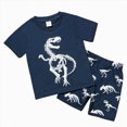 thumbnail image 1 of TOWED22 Toddler Baby Boy Summer Clothes Solid Color Waffle Short Sleeve T-shirt Shorts Set Infant Summer Outfit 2pcs(Navy,5-6 Y), 1 of 9